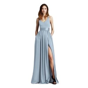 White by Vera Wang Blue Sleeveless Scoop Neck Gown